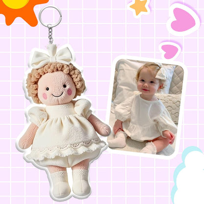 Personalized Photo Plush Doll Keychain Mini Me Plush Keychain Anniversary Gifts for Couple - OOOMG