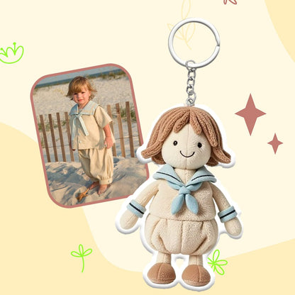 Personalized Photo Plush Doll Keychain Mini Me Plush Keychain Anniversary Gifts for Couple - OOOMG