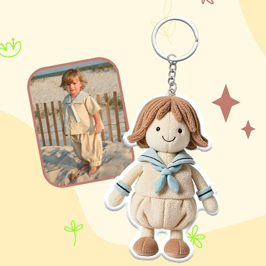Personalized Photo Plush Doll Keychain Mini Me Plush Keychain Gifts for Son - OOOMG