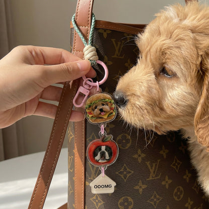 Pre - order | Custom 3D Pop - up Pet Charm – Vertical Link Keychain with Name – Funny Food Frames - OOOMG