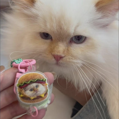 Custom 3D Pop-up Pet Charm – Vertical Link Keychain with Name – Funny Food Frames